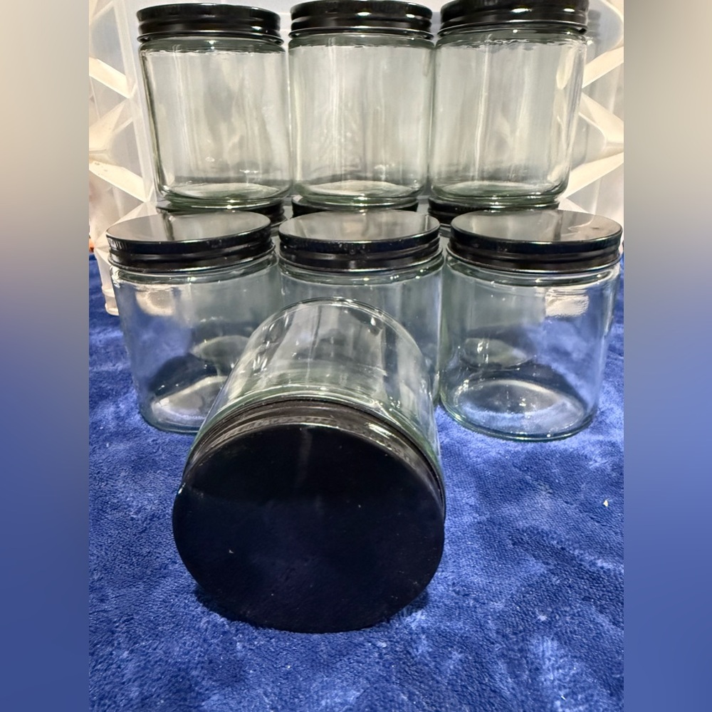 Set of 10 Clear Glass Jars with Black Lids - Picture 5 of 5